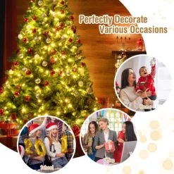 Tangkula Pre-Lit Hinged Lifelike Xmas Tree, Lush Artificial Christmas Tree W/ PVC Tips LED Lights 8 Flash Modes -Outlet Xmas Decor Tree Store GUEST a83fd24d 36a2 4351 9c5a 41fb3ba5998d