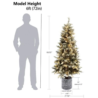 LuxenHome 5.6Ft Pre-Lit LED Artificial Slim Fir Christmas Tree with Pot 10 LuxenHome 5.6Ft Pre-Lit LED Artificial Slim Fir Christmas Tree with Pot - Image 8