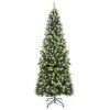 Costway 7ft Pre-lit Artificial Hinged Pencil Christmas Tree Decorated Snow Flocked Tips -Outlet Xmas Decor Tree Store GUEST a9177139 4df2 4ffc 94ea 84cf65f0364a