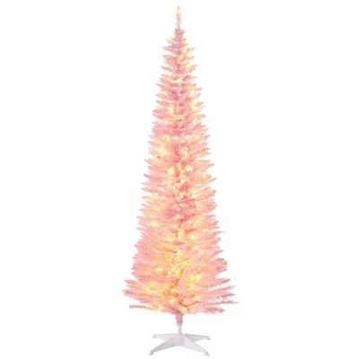 HOMCOM 6' Tall Pre-Lit Slim Noble Fir Artificial Christmas Tree with Realistic Branches, 200 Warm White LED Lights and 390 Tips 9 HOMCOM 6' Tall Pre-Lit Slim Noble Fir Artificial Christmas Tree with Realistic Branches, 200 Warm White LED Lights and 390 Tips - Image 7