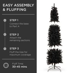 Best Choice Products Black Artificial Holiday Christmas Pencil Tree w/ Metal Base -Outlet Xmas Decor Tree Store GUEST a91c4113 e2db 4372 a402 4cb4cde5791b