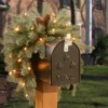 National Tree Company 36" Frosted Arctic Spruce Mailbox Swag with Battery Operated Warm White LED Lights