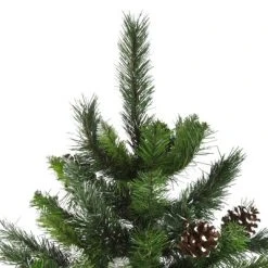 Northlight 6.5' Full Snowy Delta Pine with Pine Cones Artificial Christmas Tree, Unlit