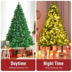 Costway 7ft Pre-Lit Artificial Hinged Christmas Tree w/8 Modes LED Lights and Foot Pedal -Outlet Xmas Decor Tree Store GUEST a9d4ad62 fd1d 43d5 ac48 7757350cd9fd
