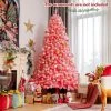 Costway 7.5ft Snow Flocked Hinged Artificial Christmas Tree w/ Metal Stand Pink