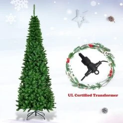 Costway 6.5ft Pre-Lit Hinged Pencil Christmas Tree 250 White Lights -Outlet Xmas Decor Tree Store GUEST aa2ff37e 4f86 4b17 8c54 2500eec35c66