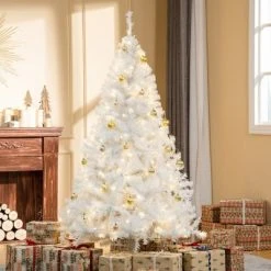 HOMCOM 6ft Tall Pre-Lit Douglas Fir Artificial Christmas Tree with Realistic Branches, 250 Warm White LED Lights and 1000 Tips, White 9 HOMCOM 6ft Tall Pre-Lit Douglas Fir Artificial Christmas Tree with Realistic Branches, 250 Warm White LED Lights and 1000 Tips, White -Outlet Xmas Decor Tree Store GUEST aa473606 9924 4fff 9965 6e2854c2c021