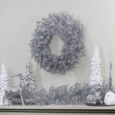 Northlight 9' x 12" Silver Tinsel Artificial Christmas Garland, Unlit 4 Northlight 9' x 12" Silver Tinsel Artificial Christmas Garland, Unlit - Image 2