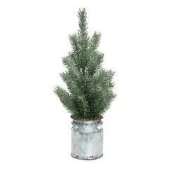 Transpac Artificial 14 in. Green Christmas Tree in Galvanized Milk Jug