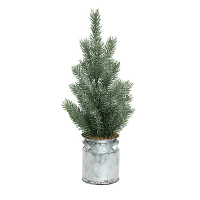 Transpac Artificial 14 in. Green Christmas Tree in Galvanized Milk Jug 3 Transpac Artificial 14 in. Green Christmas Tree in Galvanized Milk Jug