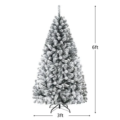 Costway 6ft Snow Flocked Hinged Artificial Christmas Tree Unlit Metal 3 Costway 6ft Snow Flocked Hinged Artificial Christmas Tree Unlit Metal