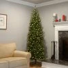 National Tree Company 9 ft Artificial Pre-Lit Slim Christmas Tree, Green, Kingswood Fir, White Lights, Includes Stand