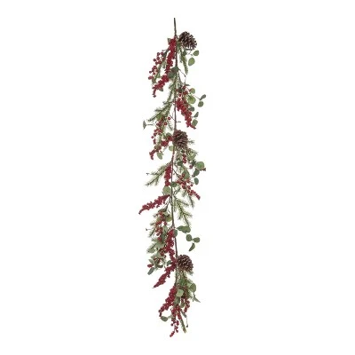 Transpac Artificial 58 in. Multicolored Christmas Twig Berry Eucalyptus Garland 3 Transpac Artificial 58 in. Multicolored Christmas Twig Berry Eucalyptus Garland