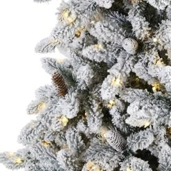 9ft Nearly Natural Pre-Lit LED Flocked Full Livingston Fir with Pinecones Artificial Christmas Tree Clear Lights -Outlet Xmas Decor Tree Store GUEST ac405701 ff7d 4857 9d2b 4a44495660ed