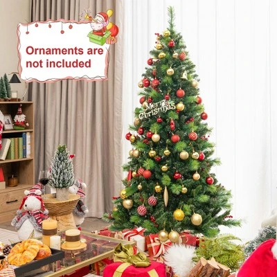 Costway 6FT/7FT/8FT Pre-Lit Artificial Christmas Tree 9 Lighting Modes with 300/400/500 LED Lights & Timer 4 Costway 6FT/7FT/8FT Pre-Lit Artificial Christmas Tree 9 Lighting Modes with 300/400/500 LED Lights & Timer - Image 2