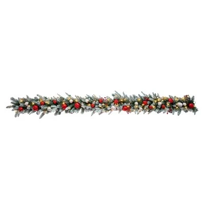 Haute Decor 9ft Pre-Lit LED Flocked Artificial Garland - Haute Décor 4 Haute Decor 9ft Pre-Lit LED Flocked Artificial Garland - Haute Décor - Image 2