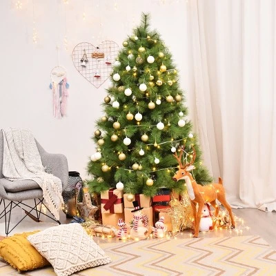 Tangkula Artificial Christmas Tree Pine Needles Xmas Tree with Metal Stand 4 Tangkula Artificial Christmas Tree Pine Needles Xmas Tree with Metal Stand - Image 2