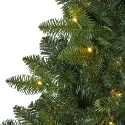 5ft Nearly Natural Pre-Lit LED Grand Teton Spruce Flat Back Artificial Christmas Tree Clear Lights -Outlet Xmas Decor Tree Store GUEST aca263a2 48ff 44fd a358 3e31c4e0e230