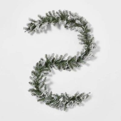 9' Pre-Lit Flocked Artificial Pine Christmas Garland Green with Clear Lights - Wondershop™ 4 9' Pre-Lit Flocked Artificial Pine Christmas Garland Green with Clear Lights - Wondershop™ - Image 2