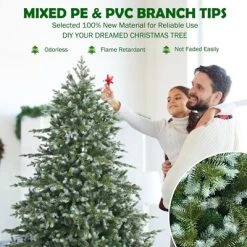 Costway 6ft Artificial Christmas Spruce Hinged Tree w/ 892 Mixed PE & PVC Tips -Outlet Xmas Decor Tree Store GUEST acf04420 a101 4146 b1d4 d8680840c281