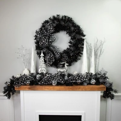 Northlight 6' Pre-Lit Black Artificial Christmas Garland with Timer - Warm White LED Lights 3 Northlight 6' Pre-Lit Black Artificial Christmas Garland with Timer - Warm White LED Lights