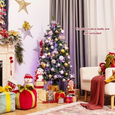 Costway 5ft Pre-lit Fiber Optic PVC Artificial Christmas Tree w/ 449 Branch Tips 6 Costway 5ft Pre-lit Fiber Optic PVC Artificial Christmas Tree w/ 449 Branch Tips - Image 4