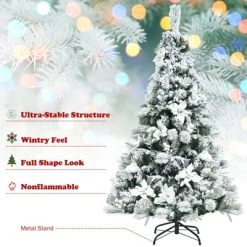 Tangkula Artificial Snow Flocked Christmas Tree, 5FT Hinged Christmas Tree W/ 405 Branch Tips -Outlet Xmas Decor Tree Store GUEST ad3cc837 a7f1 4584 bd83 aa4d8061adc9