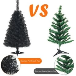 Costway 3ft Unlit Artificial Christmas Halloween Mini Tree Black w/Plastic Stand -Outlet Xmas Decor Tree Store GUEST ad84e44e 0a3d 4cea 8ba6 c4e64766a803