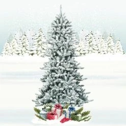 Costway 7Ft Premium Hinged Snow Flocked Slim Artificial Christmas Fir Tree w/ Pine Cones -Outlet Xmas Decor Tree Store GUEST ad9215b9 9057 4db6 b3dc f68b9012b95e