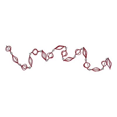 Kurt S. Adler 6' Red Glittered Finial and Onion with Silver Ball Christmas Garland 4 Kurt S. Adler 6' Red Glittered Finial and Onion with Silver Ball Christmas Garland - Image 2