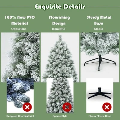 Costway 6ft or 7ft Premium Hinged Artificial Christmas Tree Snowy Pine Needles 11 Costway 6ft or 7ft Premium Hinged Artificial Christmas Tree Snowy Pine Needles - Image 9
