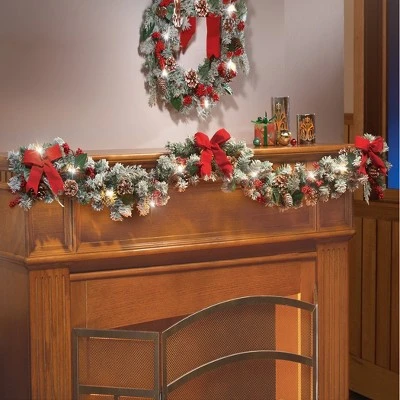 Collections Etc. Collections Etc Lighted Christmas Frosted Pine Garland 4 Collections Etc. Collections Etc Lighted Christmas Frosted Pine Garland - Image 2