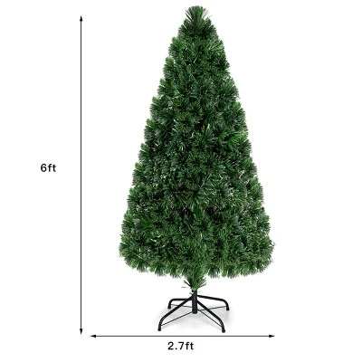 Costway Pre-Lit Fiber Optic Artificial PVC Christmas Tree 6Ft 3 Costway Pre-Lit Fiber Optic Artificial PVC Christmas Tree 6Ft