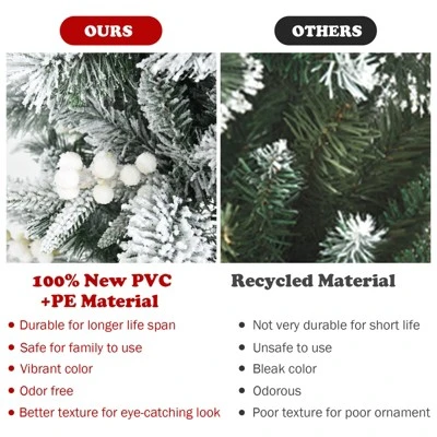 Tangkula Artificial Snow Flocked Christmas Tree 6FT Hinged Christmas Tree W/ 631 Branch Tips 4 Tangkula Artificial Snow Flocked Christmas Tree 6FT Hinged Christmas Tree W/ 631 Branch Tips - Image 2