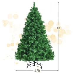Tangkula Pre-Lit Hinged Lifelike Xmas Tree, Lush Artificial Christmas Tree W/ PVC Tips LED Lights 8 Flash Modes -Outlet Xmas Decor Tree Store GUEST aedbb35b cea2 4746 84d3 b5f443a08b93