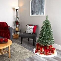 Nearly Natural Pre-Lit LED Slim Snow Flocked Tip Wisconsin Pine Artificial Christmas Tree Clear Lights -Outlet Xmas Decor Tree Store GUEST aeeeeb6f f765 45b7 afc0 987550301e55