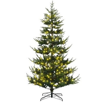 HOMCOM 8 Foot Prelit Artificial Christmas Tree with 1026 Realistic Branches, Warm White LED lights, Auto Open, Green 5 HOMCOM 8 Foot Prelit Artificial Christmas Tree with 1026 Realistic Branches, Warm White LED lights, Auto Open, Green - Image 3