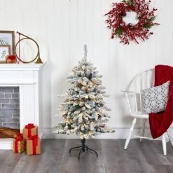 4ft Nearly Natural Pre-Lit LED Flocked Livingston Fir Artificial Christmas Tree Clear Lights -Outlet Xmas Decor Tree Store GUEST af6f5f09 3ceb 4f3d a2f2 9928c18b44b3