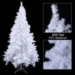 Costway 5Ft/6Ft/7Ft/8Ft Artificial PVC Christmas Tree W/Stand Holiday Season Indoor Outdoor White -Outlet Xmas Decor Tree Store GUEST b107255a b586 4b52 ba6d 184dbf7648db