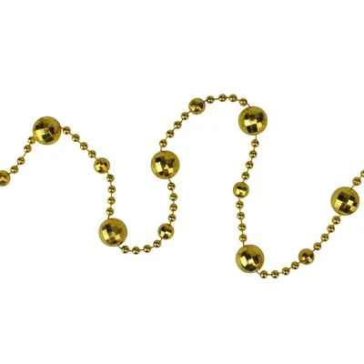 Northlight 15' x 0.5" Shiny Gold Mirrored Disco Ball Beaded Artificial Christmas Garland 3 Northlight 15' x 0.5" Shiny Gold Mirrored Disco Ball Beaded Artificial Christmas Garland