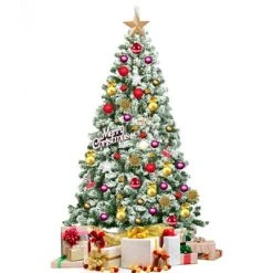 Tangkula Artificial Hinged Christmas Pines Tree Snow Flocked Decoration Tree 19 Tangkula Artificial Hinged Christmas Pines Tree Snow Flocked Decoration Tree -Outlet Xmas Decor Tree Store GUEST b187eb86 5302 4b77 aed5 162a8456d585