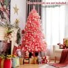 Costway 6.5ft Snow Flocked Hinged Artificial Christmas Tree w/ Metal Stand Pink