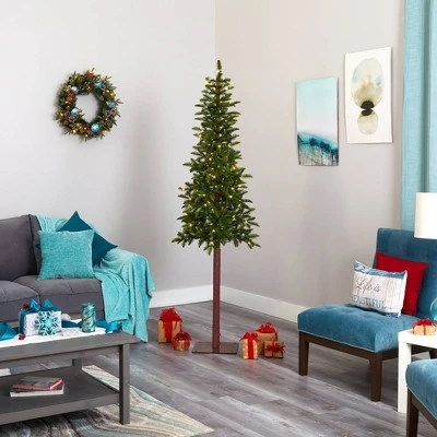 7ft Nearly Natural Pre-Lit LED Slim Alaskan Alpine Artificial Christmas Tree Clear Lights 8 7ft Nearly Natural Pre-Lit LED Slim Alaskan Alpine Artificial Christmas Tree Clear Lights - Image 6