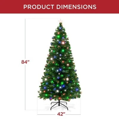 Best Choice Products 7ft Pre-Lit Fiber Optic Artificial Pine Christmas Tree w/ 280 Multicolored LED Lights, 8 Sequences 8 Best Choice Products 7ft Pre-Lit Fiber Optic Artificial Pine Christmas Tree w/ 280 Multicolored LED Lights, 8 Sequences - Image 6