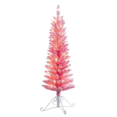 Haute Decor 4ft Pre-Lit Flocked Fir Artificial Christmas Tree Cotton Candy Pink - Haute Décor 3 Haute Decor 4ft Pre-Lit Flocked Fir Artificial Christmas Tree Cotton Candy Pink - Haute Décor