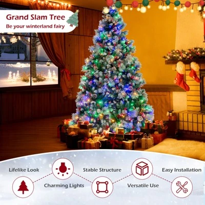 Costway 7 FT Pre-Lit Artificial Christmas Tree Hinged with Pine Needles 400 LED Lights 9 Costway 7 FT Pre-Lit Artificial Christmas Tree Hinged with Pine Needles 400 LED Lights - Image 7