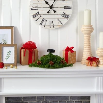 Nearly Natural 16-in Christmas Pine Candelabrum with 35 Lights and Pine Cones 5 Nearly Natural 16-in Christmas Pine Candelabrum with 35 Lights and Pine Cones - Image 3