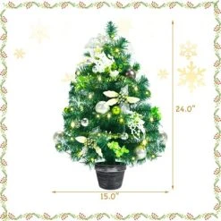 Tangkula 2ft Pre-lit Tabletop Christmas Tree Mini Artificial Evergreen Christmas Tree with Timer & Rich Ornaments -Outlet Xmas Decor Tree Store GUEST b4f968df bf6e 432a b17a 26ae1bebeaf4