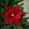 Northlight 20" Lighted Red Velvet Poinsettia Christmas Stem Spray