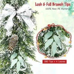 Costway Snow Flocked Christmas Cypress Garland Wedding Party Decor w/280 PE Tips -Outlet Xmas Decor Tree Store GUEST b58e019f 1d49 4607 808e 448516d2ee93